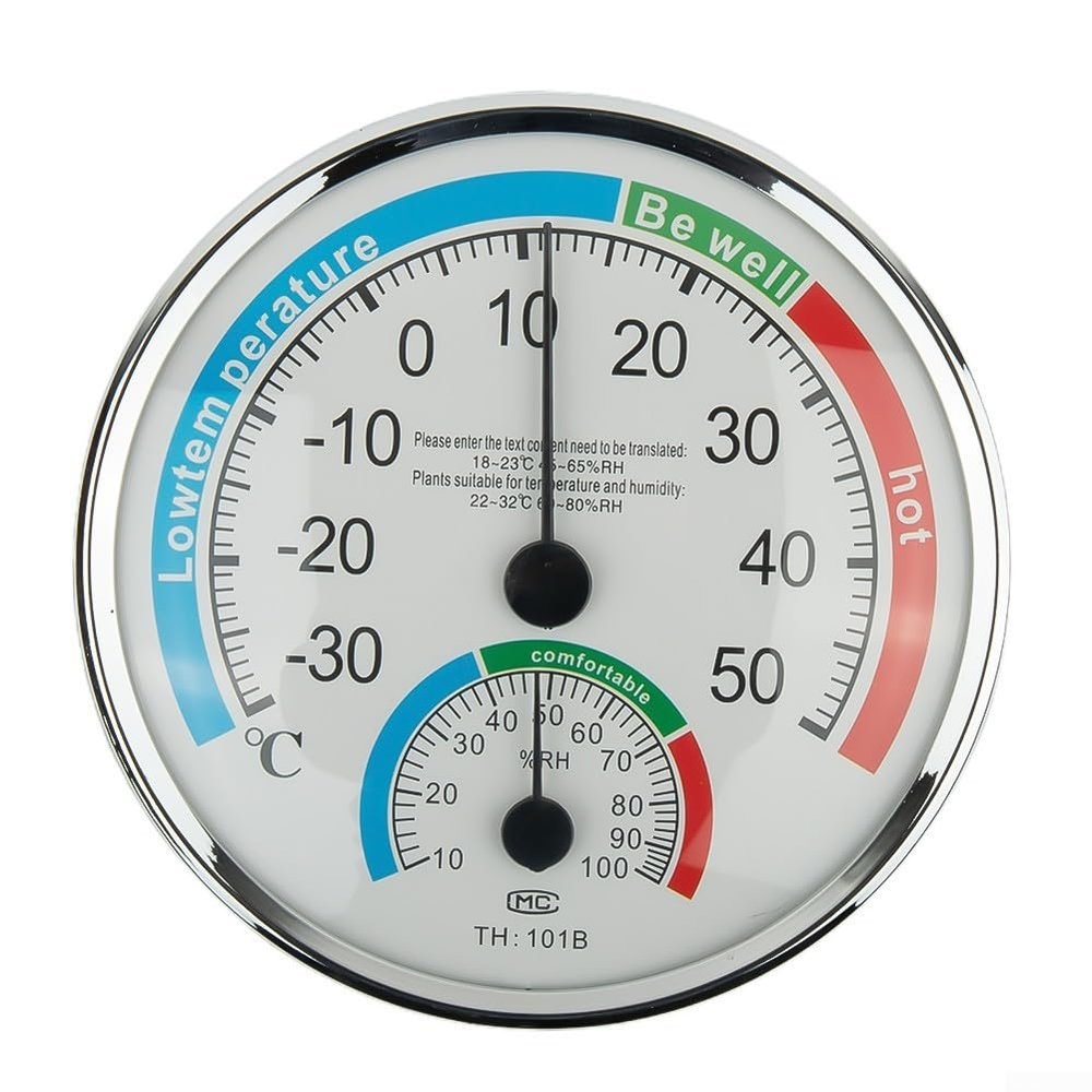 Analog Indoor Thermo-Hygrometer with Stand or Wall Mount, White, 1-Pack