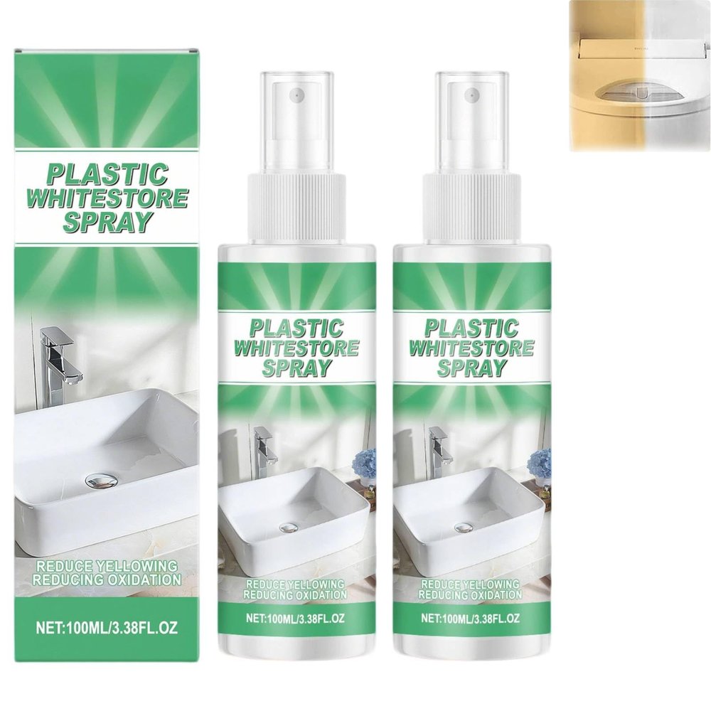 Plastic Yellowing Remover Restorer Spray for PVC and White Plastic Surfaces, 2-Pack