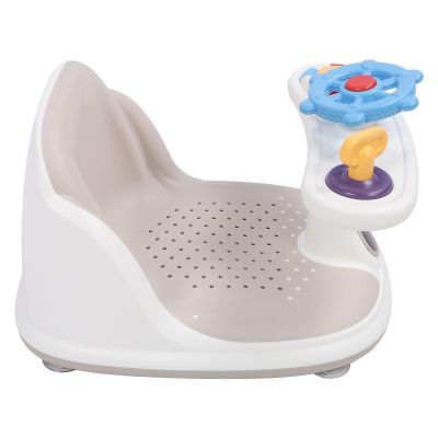 FTVOGUE Baby Bath Seat, Plastic Baby Shower Chair with Temperature Sensor, Wide Seat, 39.1 x 30 cm, Safe Toddler Bath Stool for Infants and Toddlers