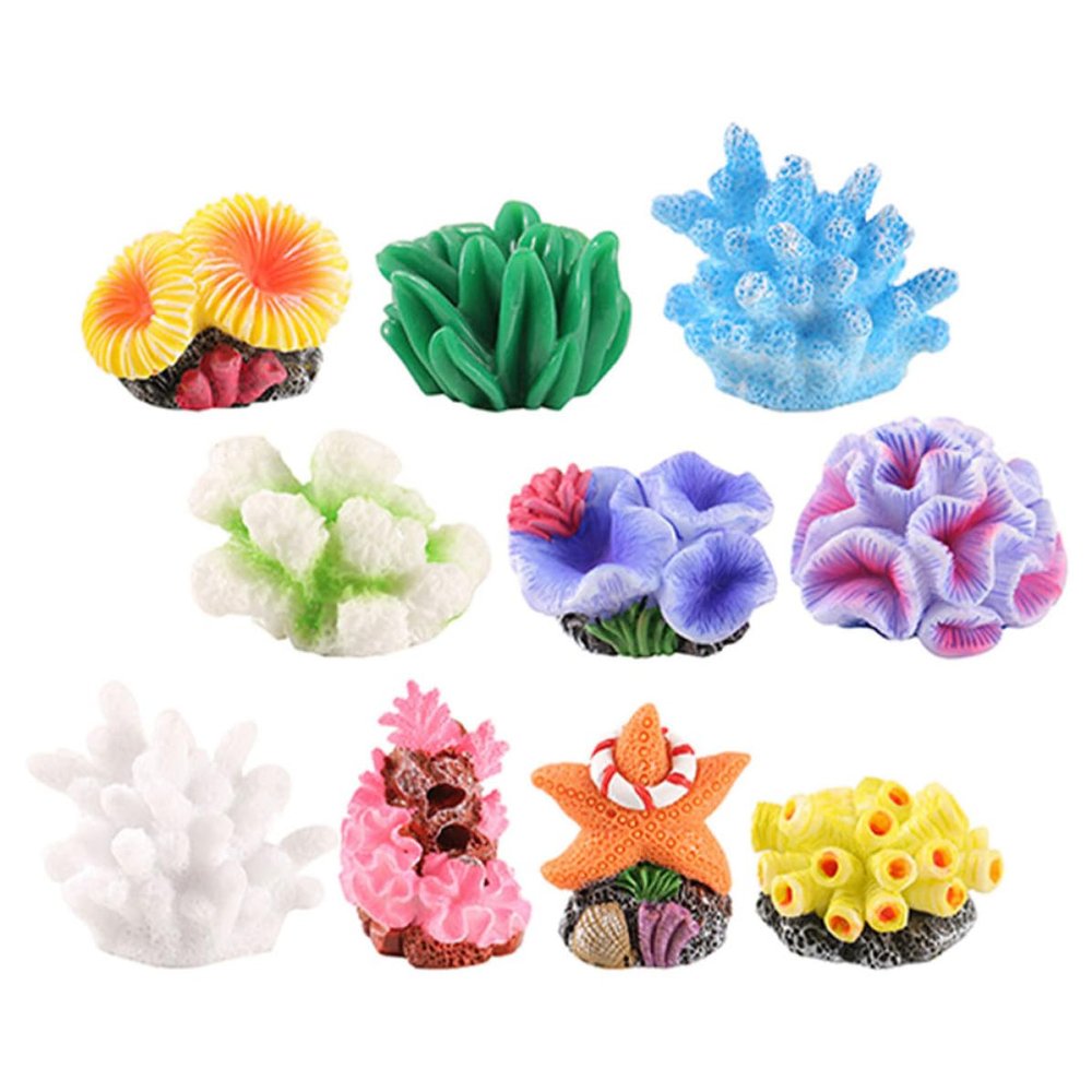 IMIKEYA 10-Piece Artificial Resin Coral Aquarium Decor