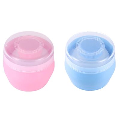 Healifty 2-Piece Baby Powder Puff Container Set, PP, Plush, Large Capacity, One-Hand Operation