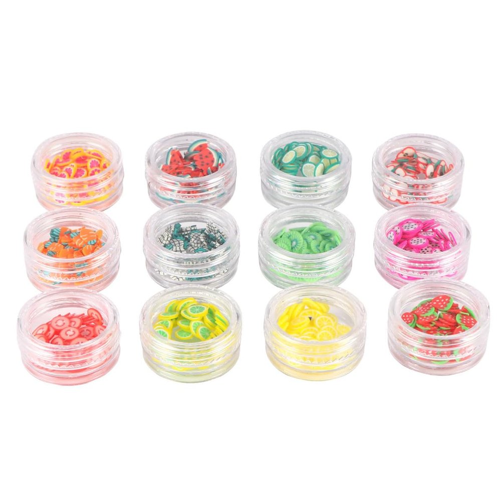 VOSAREA 12 Lightweight Polymer Clay Fruit Slices for DIY Manicures