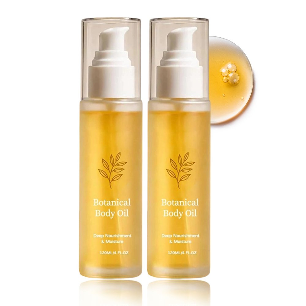 Botanical Body Oil, Lightweight Body Oil for Dry Skin, Moisturizing Massage Oil for Women and Men, Non-Greasy Oil for Soft Skin (2-Pack)
