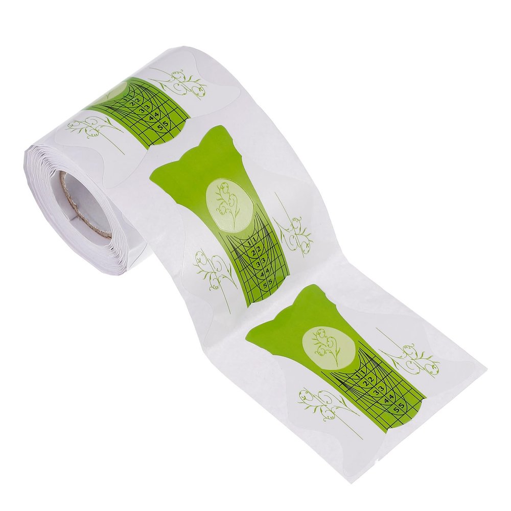100 Green Paper Nail Forms for UV Gel Extensions
