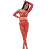 Women's Rhinestone Fishnet Stockings with High Waist Leggings (Red, One Size) view 3