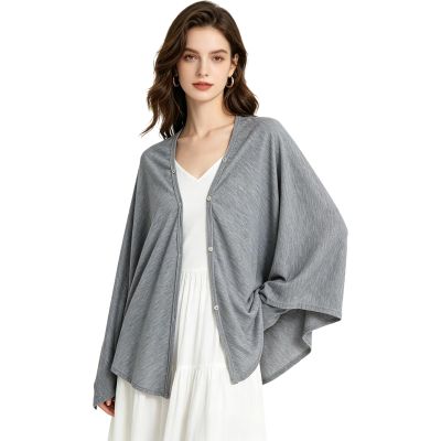 TSSOE Multipurpose Nursing Cover for Women, Button Scarf, Soft Lightweight Nursing Poncho, Gray, One Size