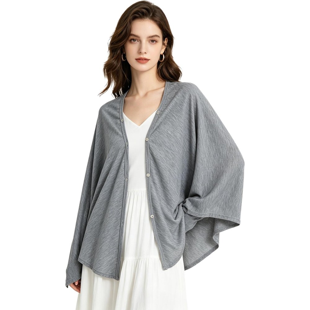 TSSOE Multipurpose Nursing Cover for Women, Button Scarf, Soft Lightweight Nursing Poncho, Gray, One Size