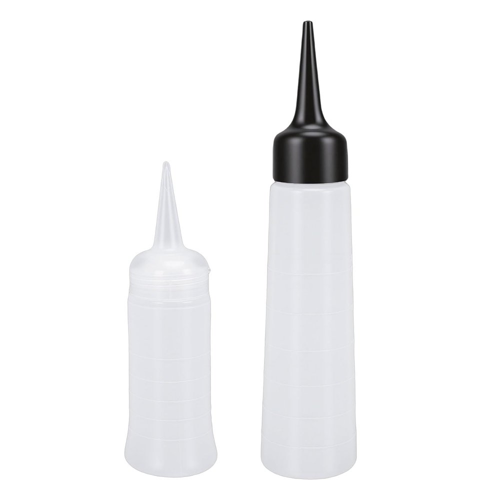 Denash Hair Dye Applicator Bottles, 260 mL Straight Tip and 150 mL Angled Tip, 2-Piece Set