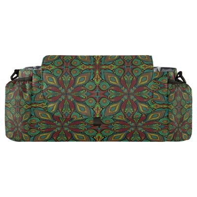 decor gift Large Vivid Paisley Bloom Boho Stroller Organizer Bag with Cup Holders and Zipper Pocket