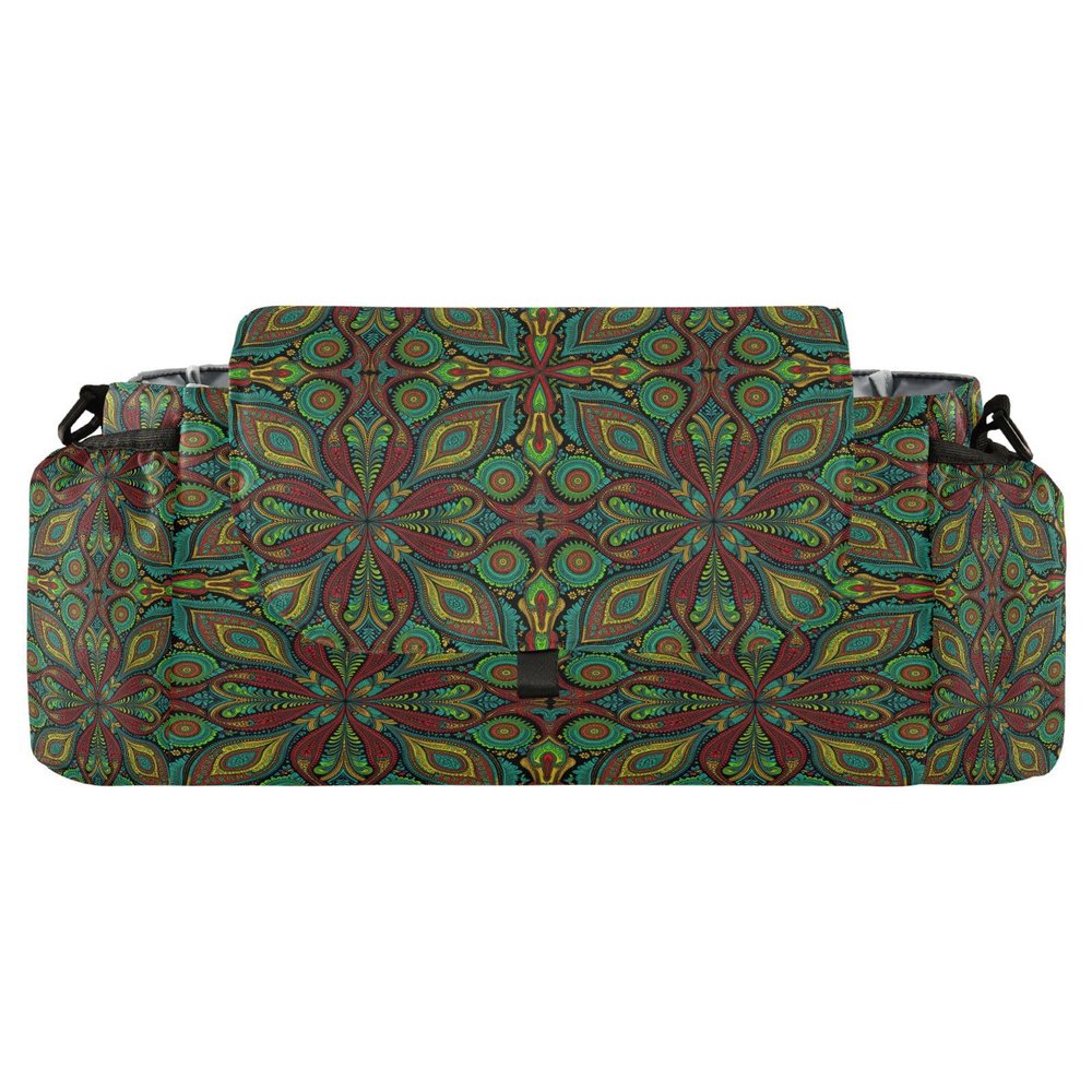 decor gift Large Vivid Paisley Bloom Boho Stroller Organizer Bag with Cup Holders and Zipper Pocket
