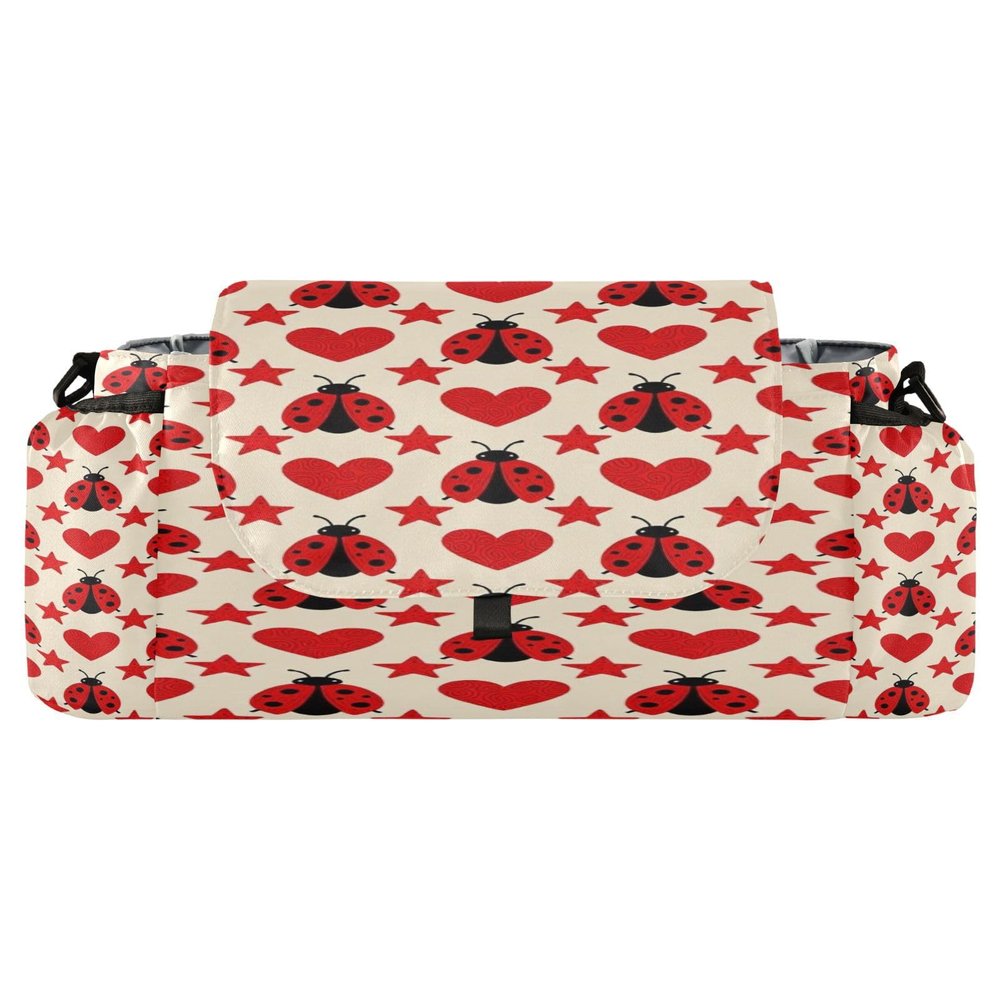 decor gift Stroller Organizer Drink Holder, Red Ladybugs, Stars and Hearts