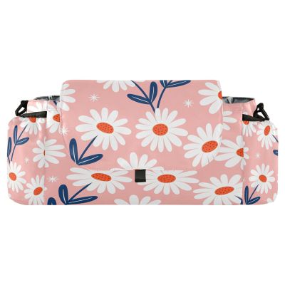 decor gift Stroller Organizer, Insulated, Cute Cartoon Daisy Design, with Practical Pocket