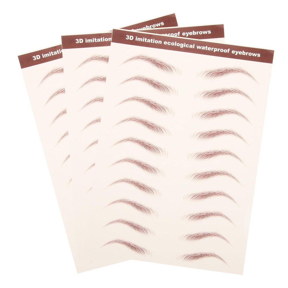 JEWEDECO 3 Sheets Waterproof Eyebrow Stickers, 10 Pairs per Sheet