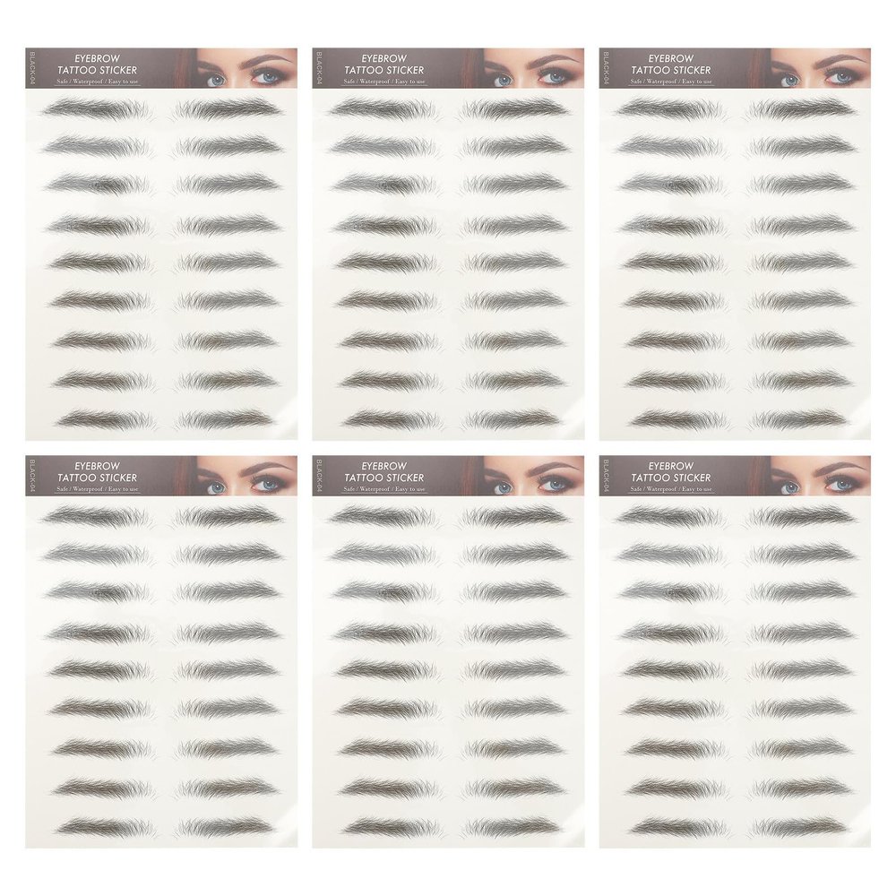 HANABASS 12-Piece Eyebrow Stickers, Water-Transfer Paper with Soybean Ink