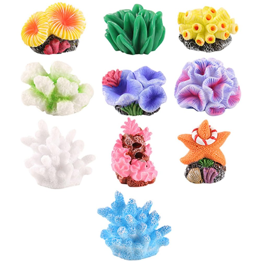 PERSELOSO Artificial Coral Decoration, Realistic Underwater Decor, 1 Resin Set for Aquariums