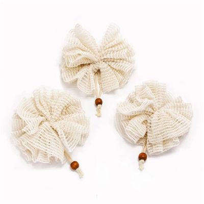 Shower Sponge Body Wash Mesh Loofah, Beige, 3-Pack