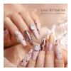 10-Piece Handmade Press-On Nail Set, Pink Denim Leopard, Reusable DIY, Long Almond (Long Ladder, S, 002) view 3