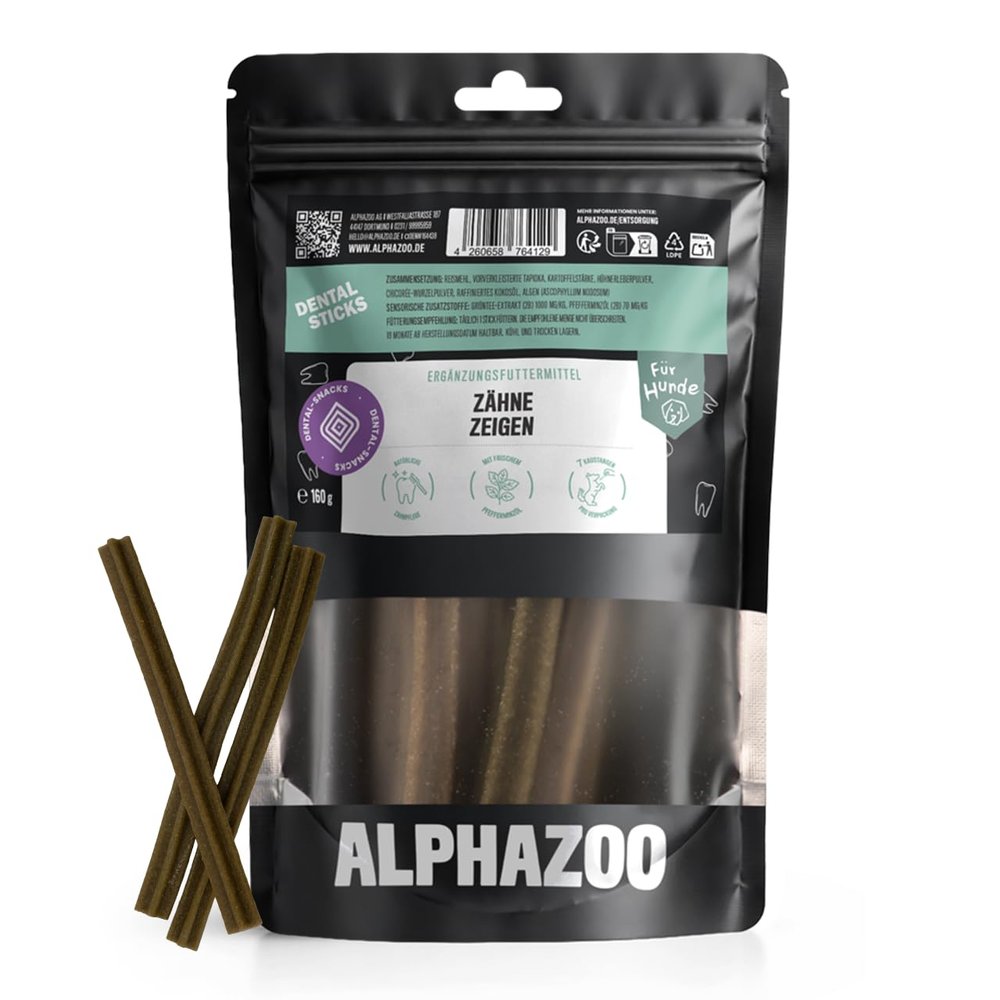 alphazoo Zähne Zeigen Dental Sticks for Dogs, Anti-Plaque, 7 pcs, 160 g