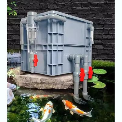 Gray External Multi-Stage Aquarium Filter Box Set, 40 × 30 × 34 cm-B