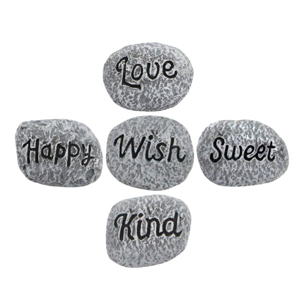 POPETPOP Non-Fading Resin Aquarium Pebbles, 5-Piece Set