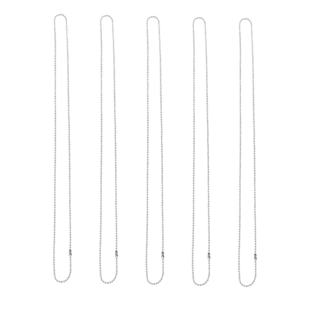 YARNOW Dog Tag Ball Chains with Ball-Shaped Connectors, 5-Piece Alloy Set