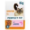 Adult 1+ Cat Food Pouches, 12 x 85 g, Salmon & Vegetable Chunks in Gravy, Pack of 12 view 1