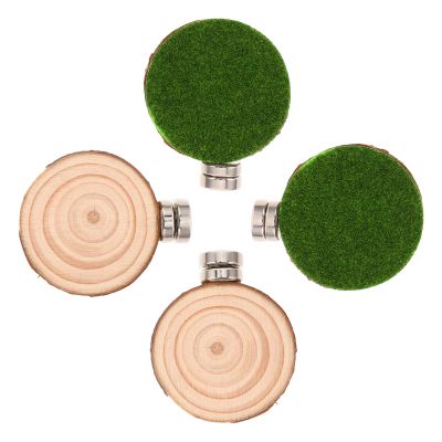 Toyvian 4-Piece Round Wooden Platform Set with Moss Design for Jumping Spider Enclosures