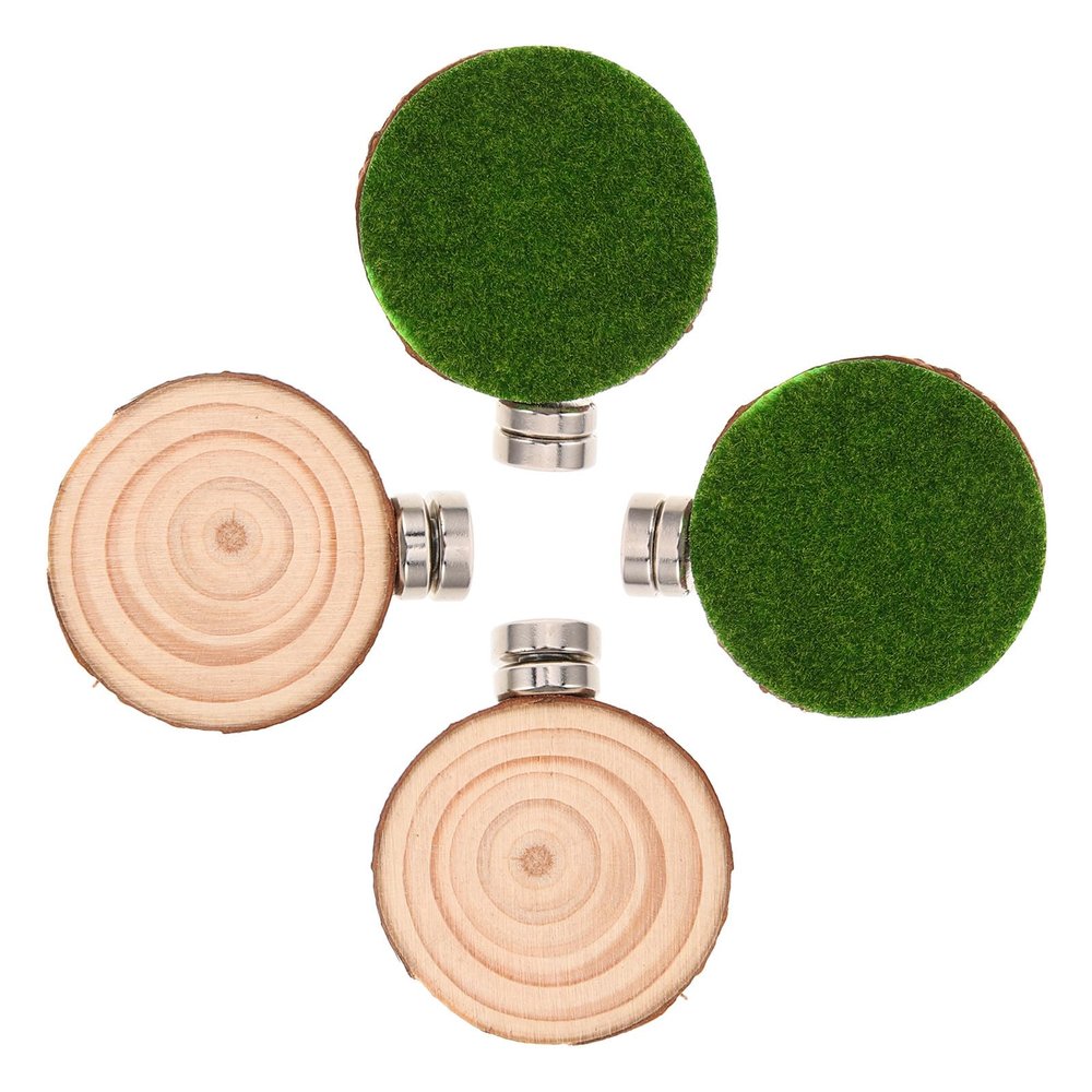 Toyvian 4-Piece Round Wooden Platform Set with Moss Design for Jumping Spider Enclosures