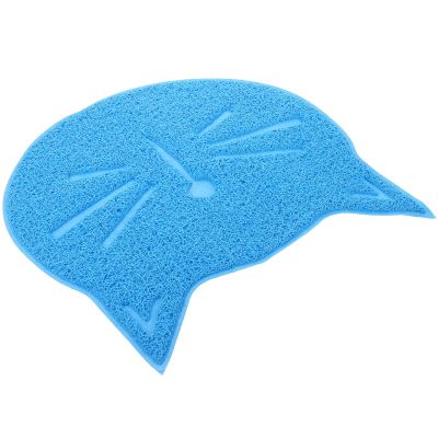 Cat-Shaped PVC Feeding Mat, Non-Slip, Blue