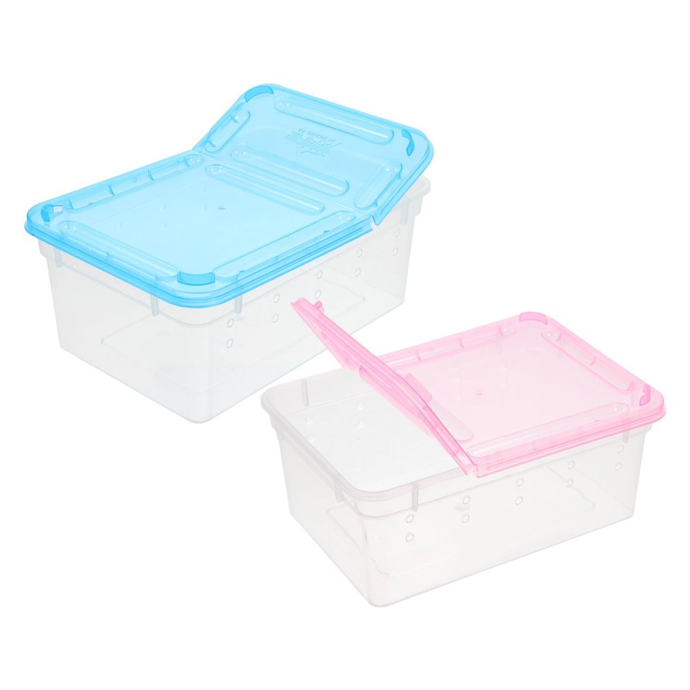 Transparent Plastic Reptile Boxes, 2-Pack, with Ventilation and Visibility