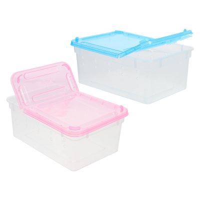 BUTIFULSIC Plastic Breeding Cages, 2-Pack Transparent Reptile Boxes with Ventilation Holes, 6.50 x 4.53 x 2.56 in