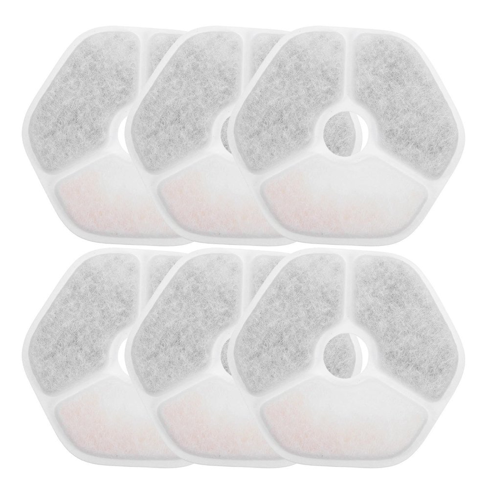 Cat Fountain Replacement Filters, 6-Pack, Plastic, White