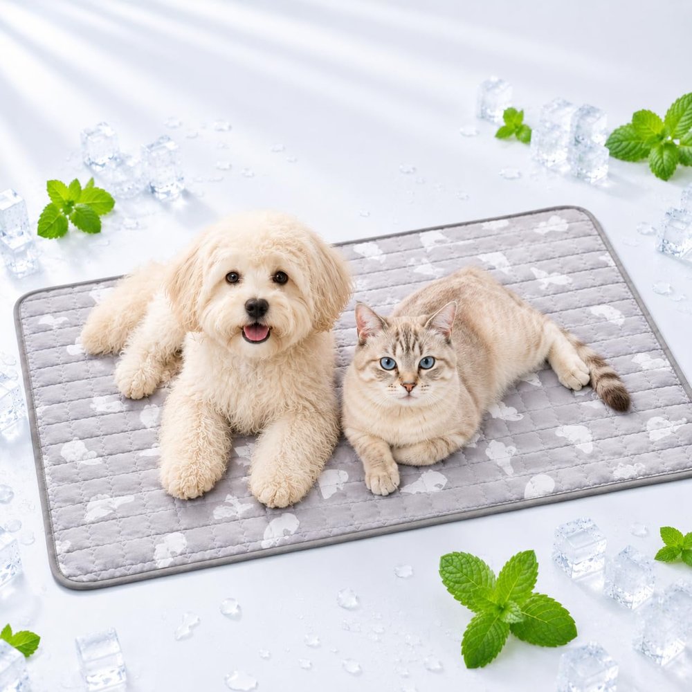 Cooling Mat for Dogs & Cats, Self-Cooling Washable Pet Mat, Breathable with Non-Slip Base, Gray, XS (40 x 30 cm)