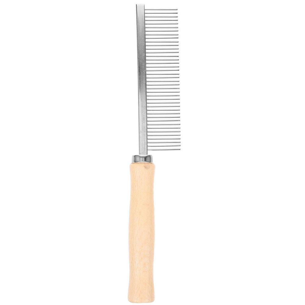 LOPUNER Pet Grooming Comb with Wooden Handle and Rounded Stainless Steel Teeth